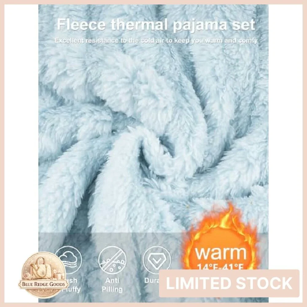 Soft Fluffy Fleece Pajama Set Cozy Warm Plush Lounge Sleepwear Pullover